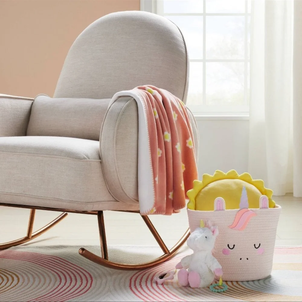 Coiled Thick Rope Medium Round Storage Decorative Basket-Unicorn